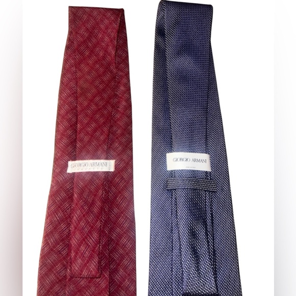 EUC Giorgio Armani Made in Italy Red Blue Men's Silk Neck Ties Luxury Designer - Picture 6 of 8